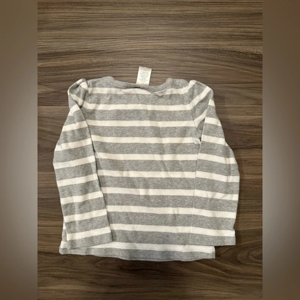 Gymboree Gray and White Striped Long Sleeve Tee “Making Spirits Bright” size 3T